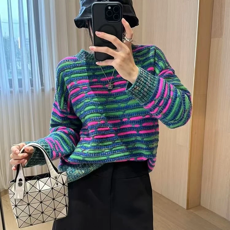 【北寒羊绒】8325潮牌时尚女款针织宽松慵懒风上衣