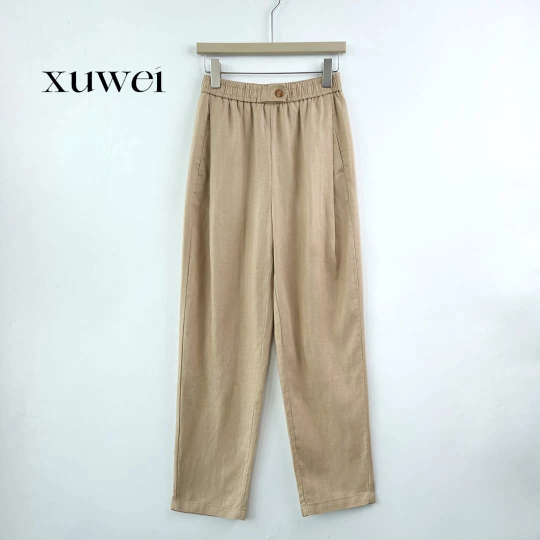 2025夏季新款九分镰刀裤宽松休闲高腰天丝亚麻薄款女23415