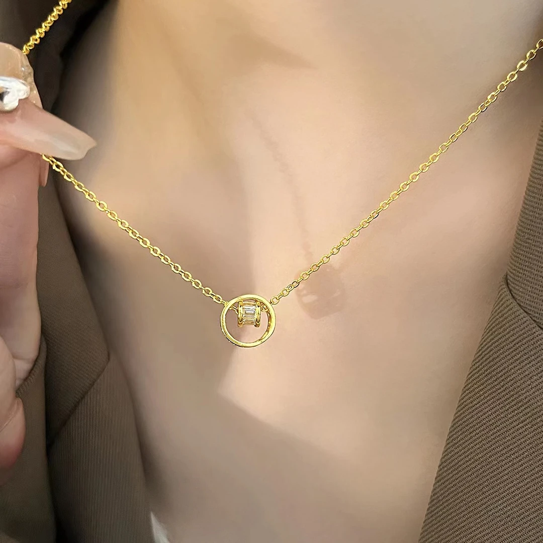 钛钢项链 不掉色小蛮腰圆圈项链女ins小众设计感圆环吊坠时尚轻奢
