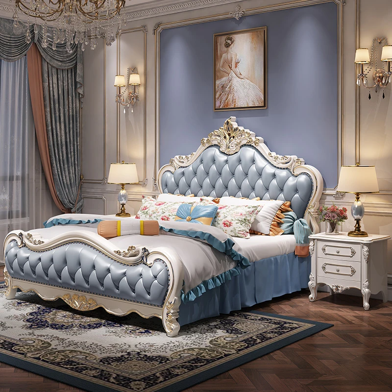 宝藏款高颜值头层牛皮床高端大气佛山床主卧室婚床轻奢简约网红床