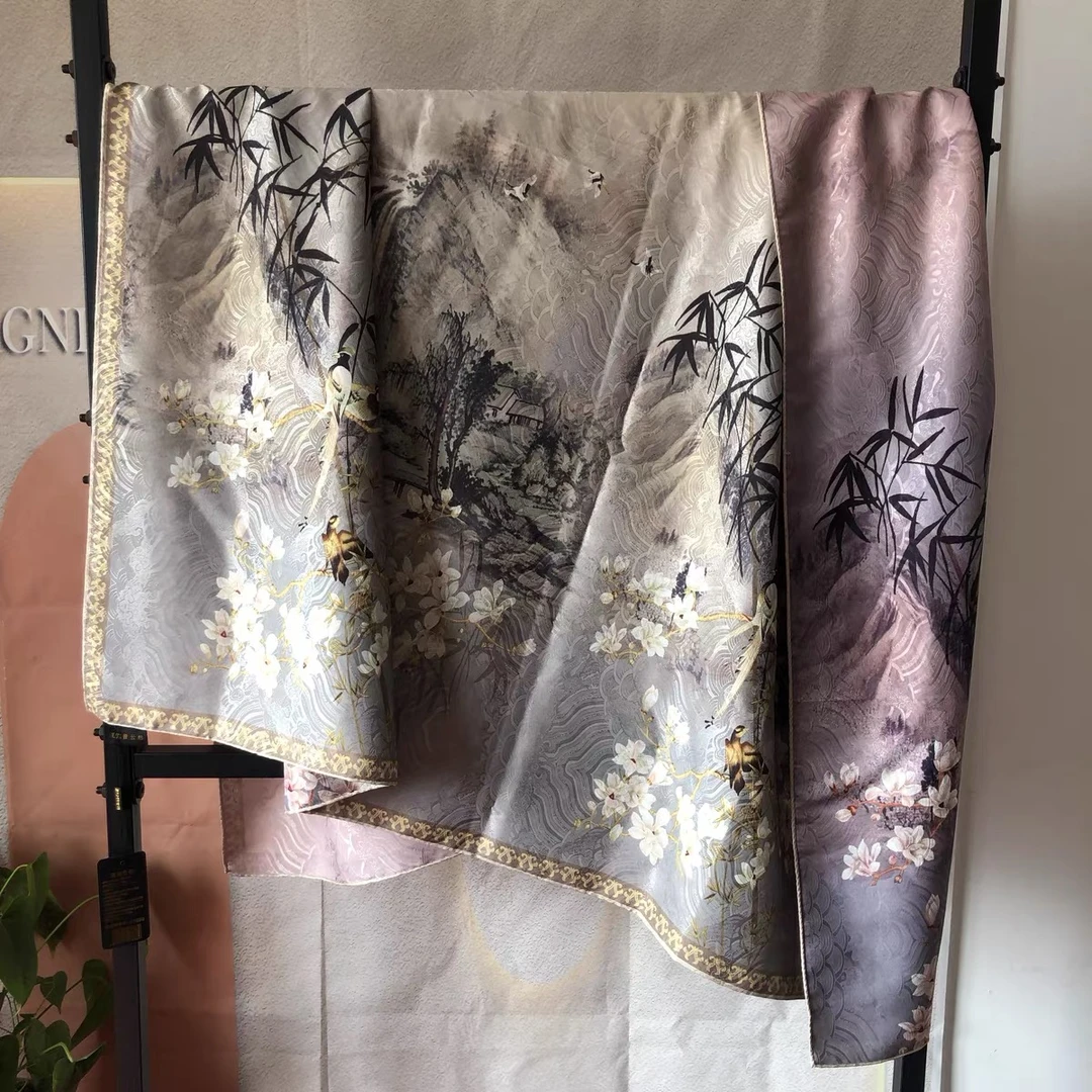 【竹林仙鹤】香韵 花罗 提花 镂空 135*135方巾