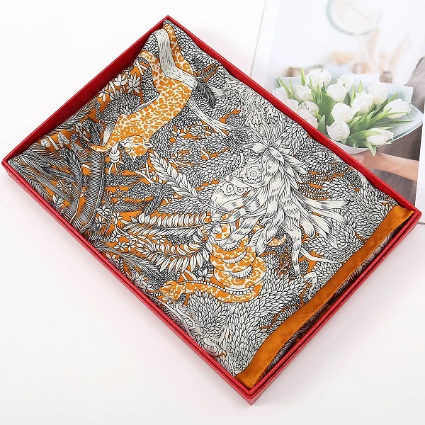 343【热带雨林】110*110左右方巾百搭丝巾披肩新款薄围巾