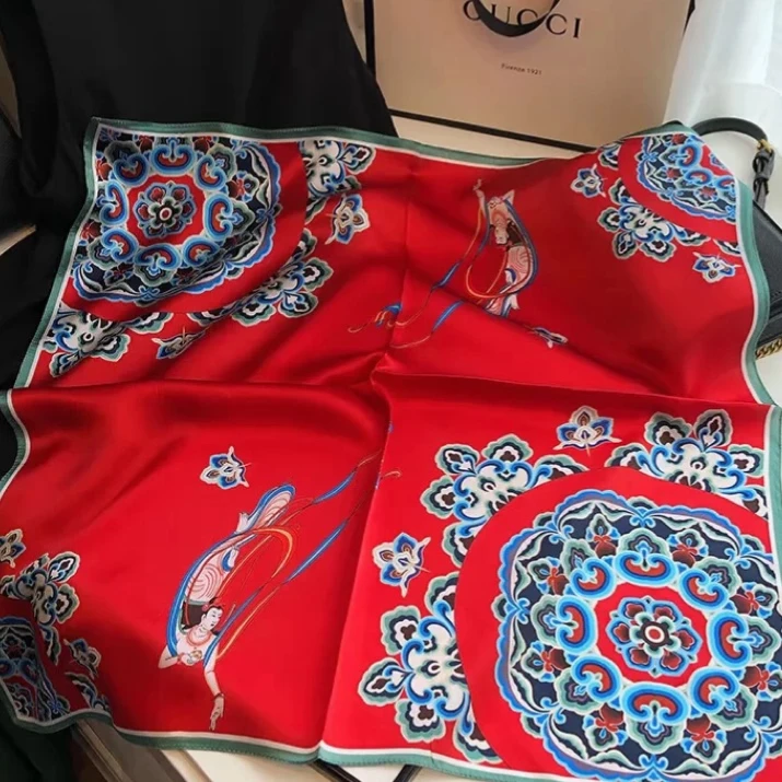 【红色祥云】70*70左右方巾百搭丝巾大方巾新款围巾