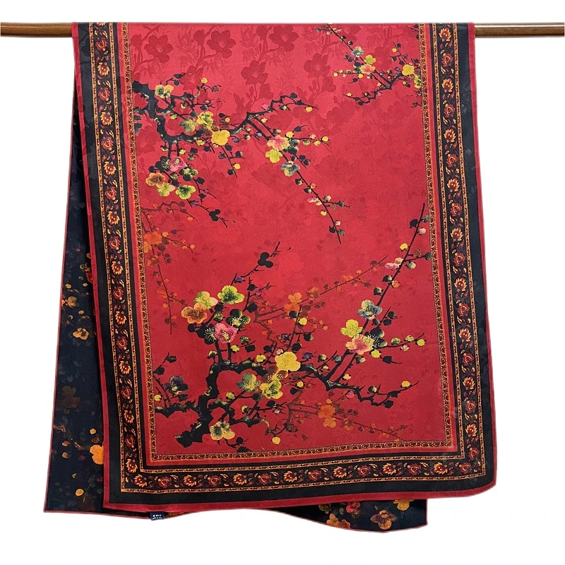 丨腊梅丨香云纱 花萝 提花 镂空 双面180*70长巾