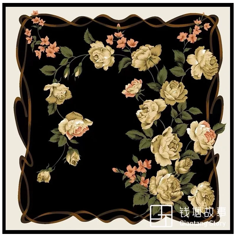 【知性玫瑰】90*90左右方巾百搭丝巾