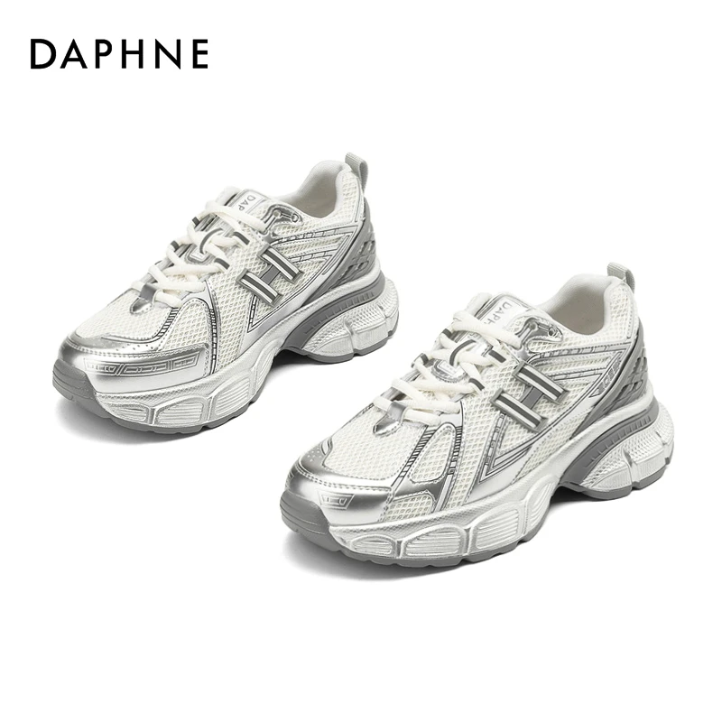 Daphne/达芙妮时尚休闲鞋23新款增高百搭潮流运动系带厚底女鞋