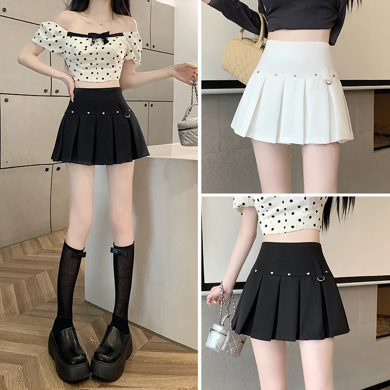 阿柔定制新款百褶裙女黑色高腰学院风秋冬显瘦百搭包臀半身裙短裙