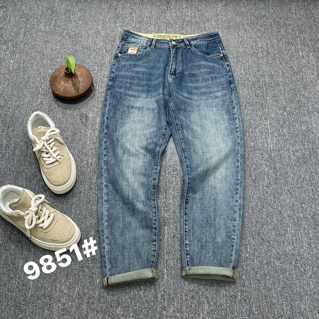 2024男士春款牛仔裤重工水洗潮流牛仔裤复古休闲百搭时尚