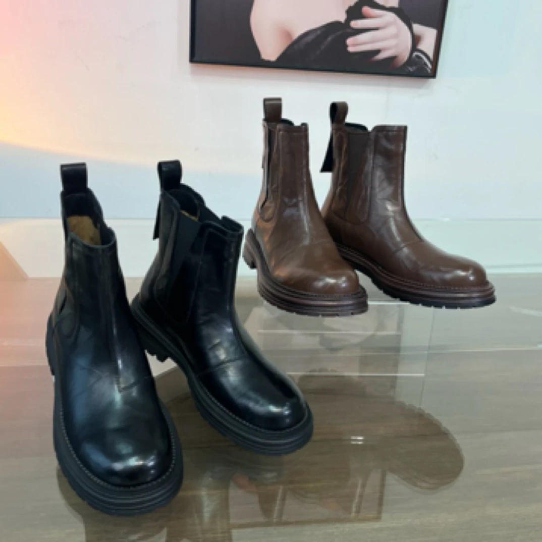 RAORAOWU/4.0cm/牛皮/34-40 新款切尔西靴秋冬新厚底烟筒靴马丁靴