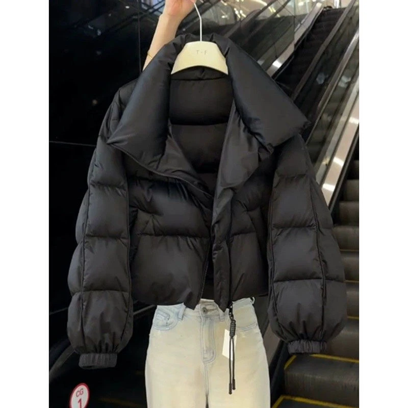 高级感超好看黑色短款羽绒服女冬季2024新款小个子时尚气质厚外套