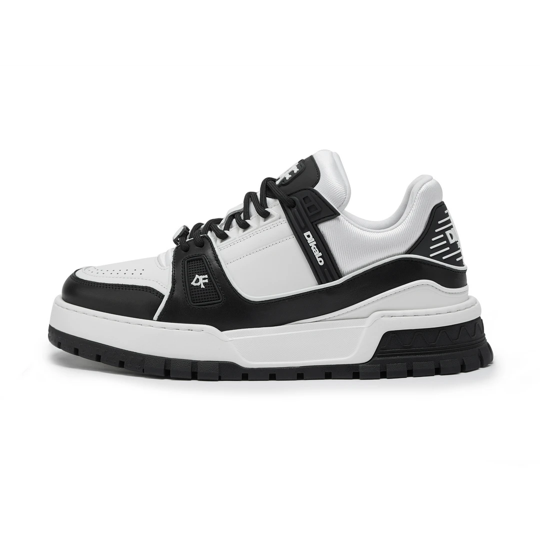 迪卡里奥费雷熊猫鞋160609春季新款小牛皮时尚微增高系带休闲鞋