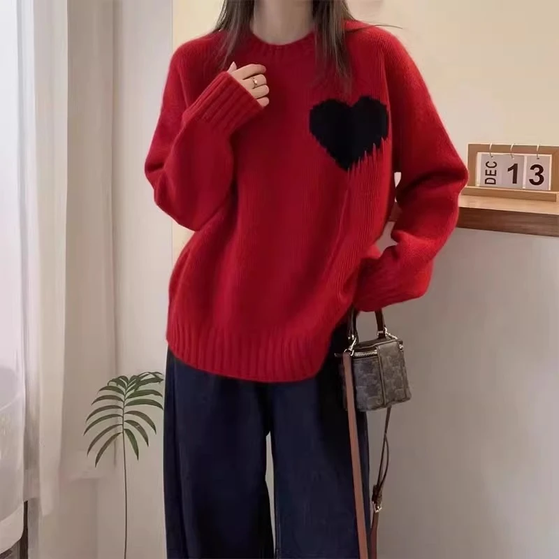 2025秋季新款氛围感刺绣毛衣女胖妹妹大码显瘦宽松洋气减龄针织衫