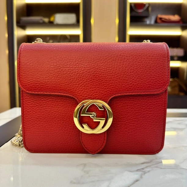 95新 GUCCI/古驰 95新 GUCCI/古驰 风琴红金链条包/H705