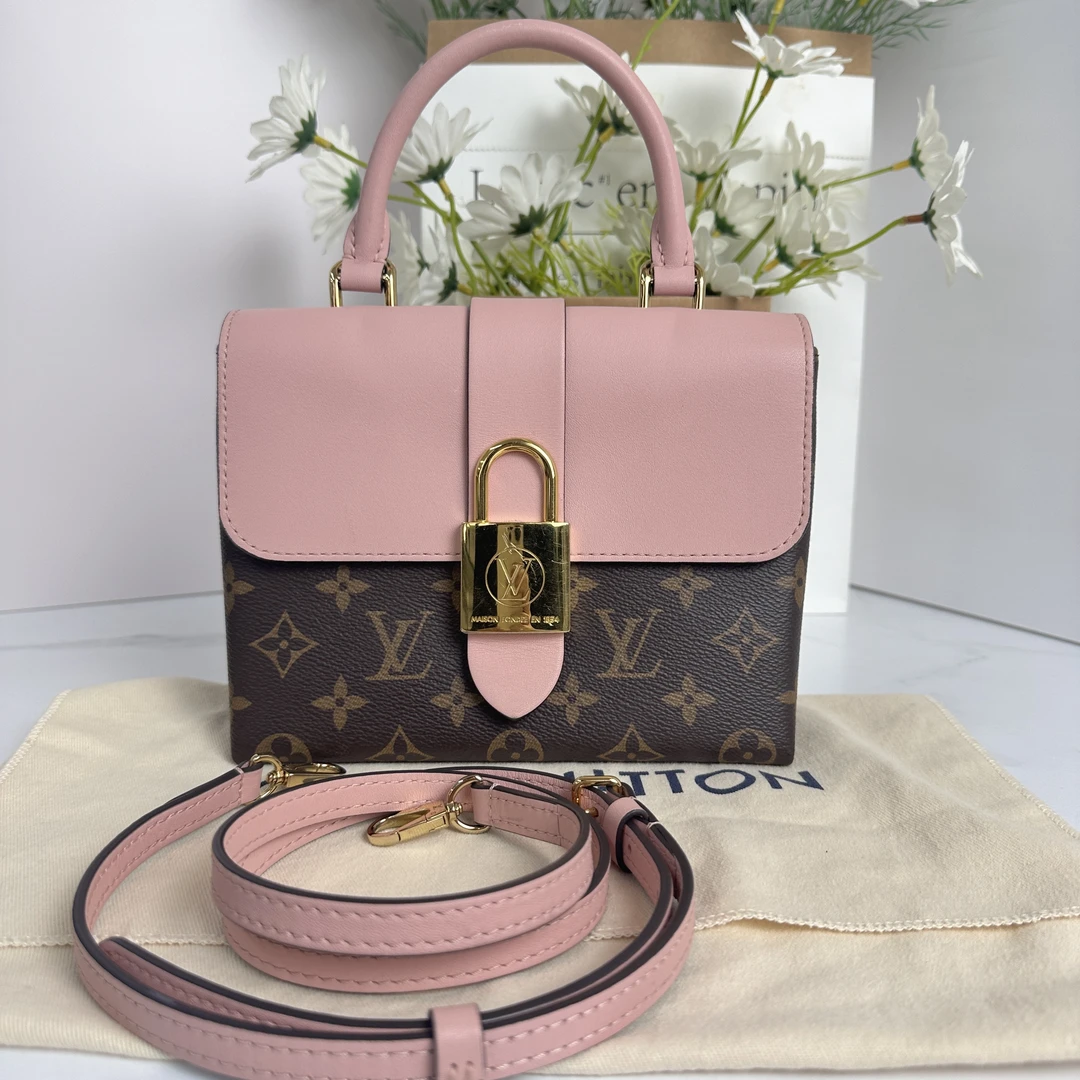 95新 LouisVuitton/路易威登 LV粉色锁头包芯片款