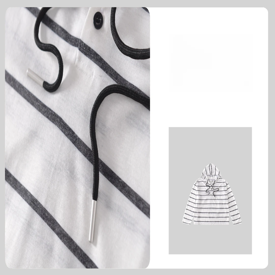 【可宝专属】【航海家】条纹宽松连帽上衣设计师款Y6555