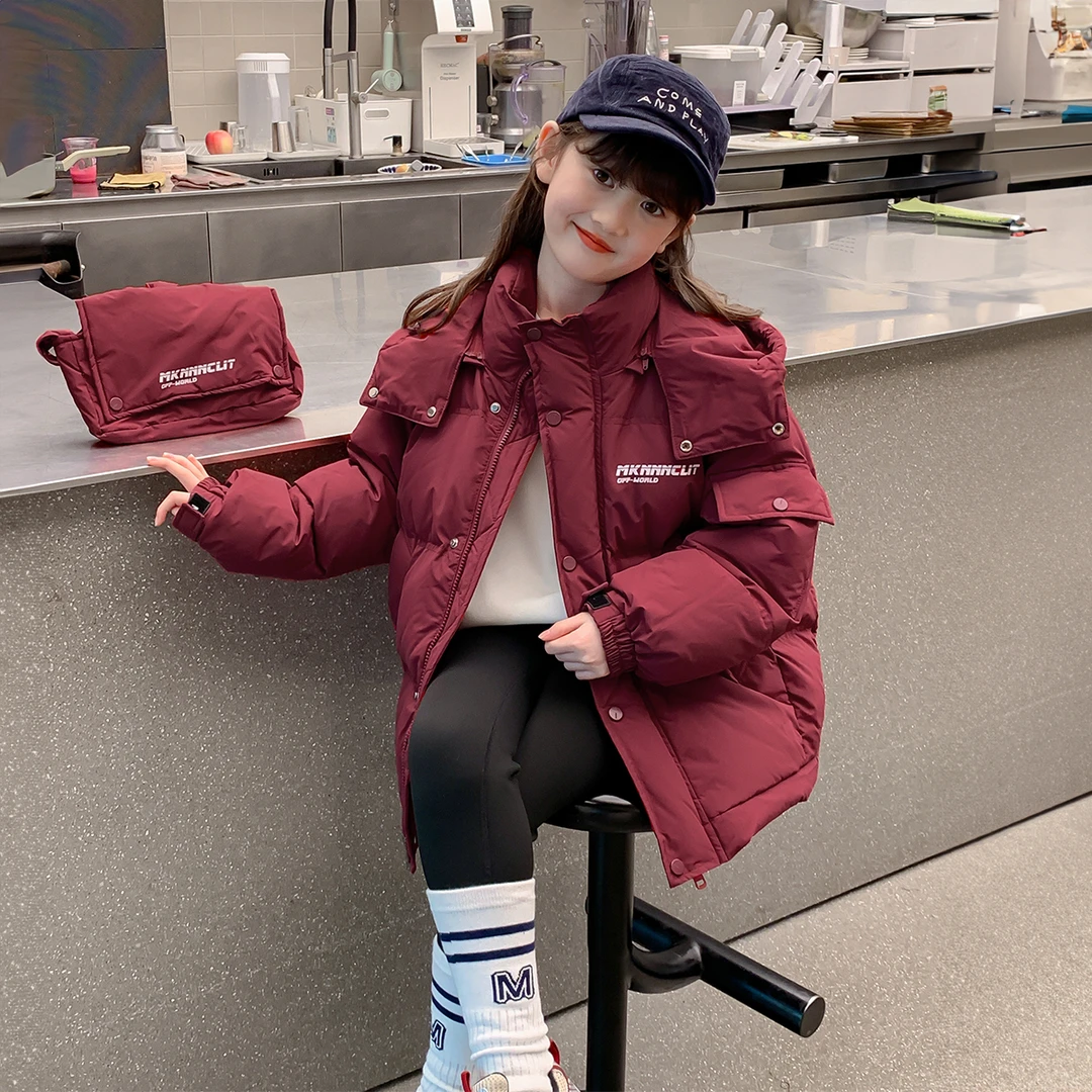 女童加厚外套冬装2024新款洋气童装棉衣女孩冬季棉袄儿童连帽棉服