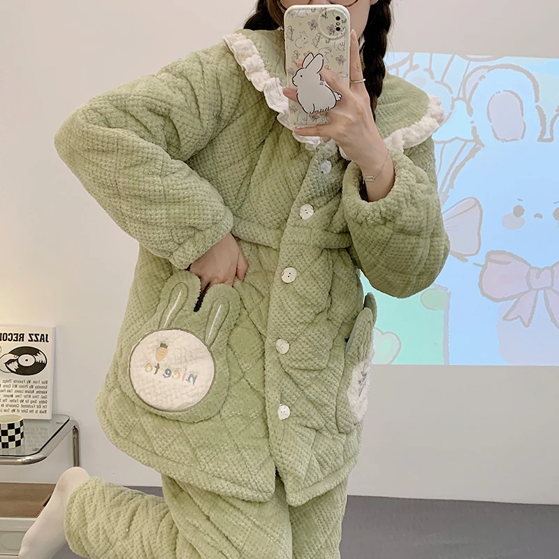 【三层夹棉5度-零下10度】月子服加绒加厚产后哺乳孕妇睡衣冬款喂奶