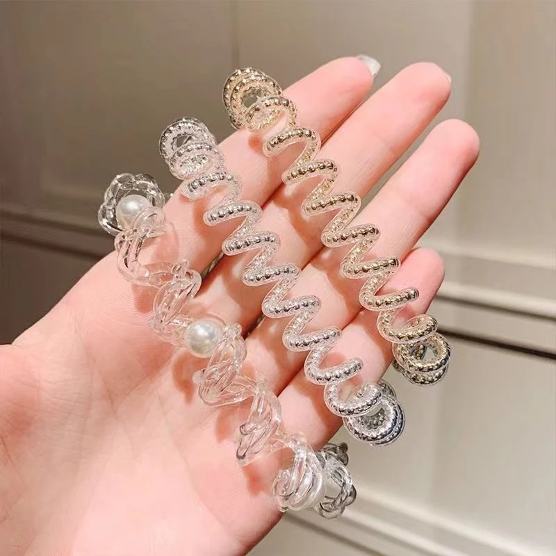 三根装 电话线发圈女韩版网红时尚简约头绳扎头发皮筋可爱发圈