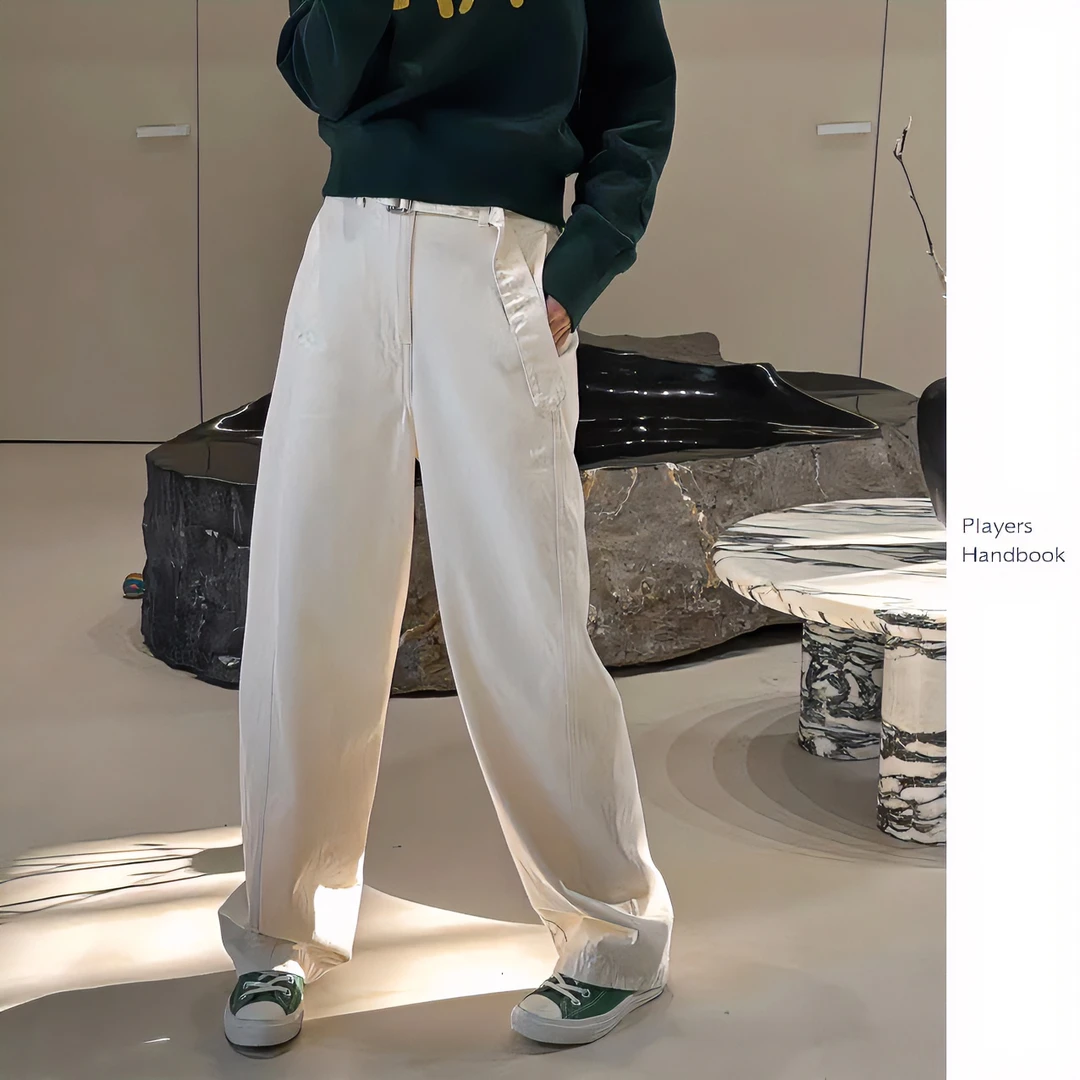 Players Handbook24早春LMR经典飘带立体剪裁骨白休闲裤PH0829