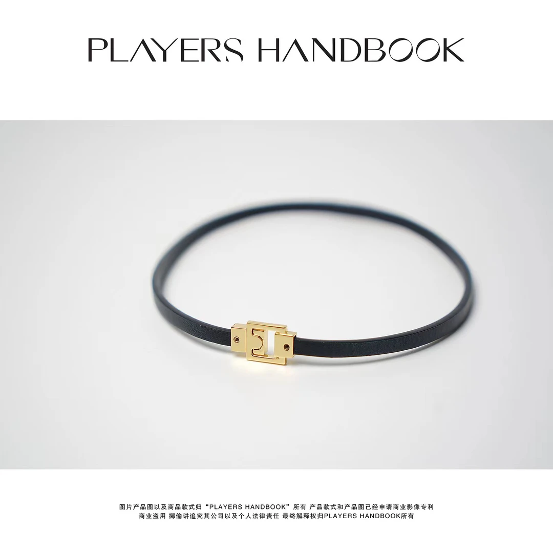铜皮质项链 金扣皮质Choker项链PH1038