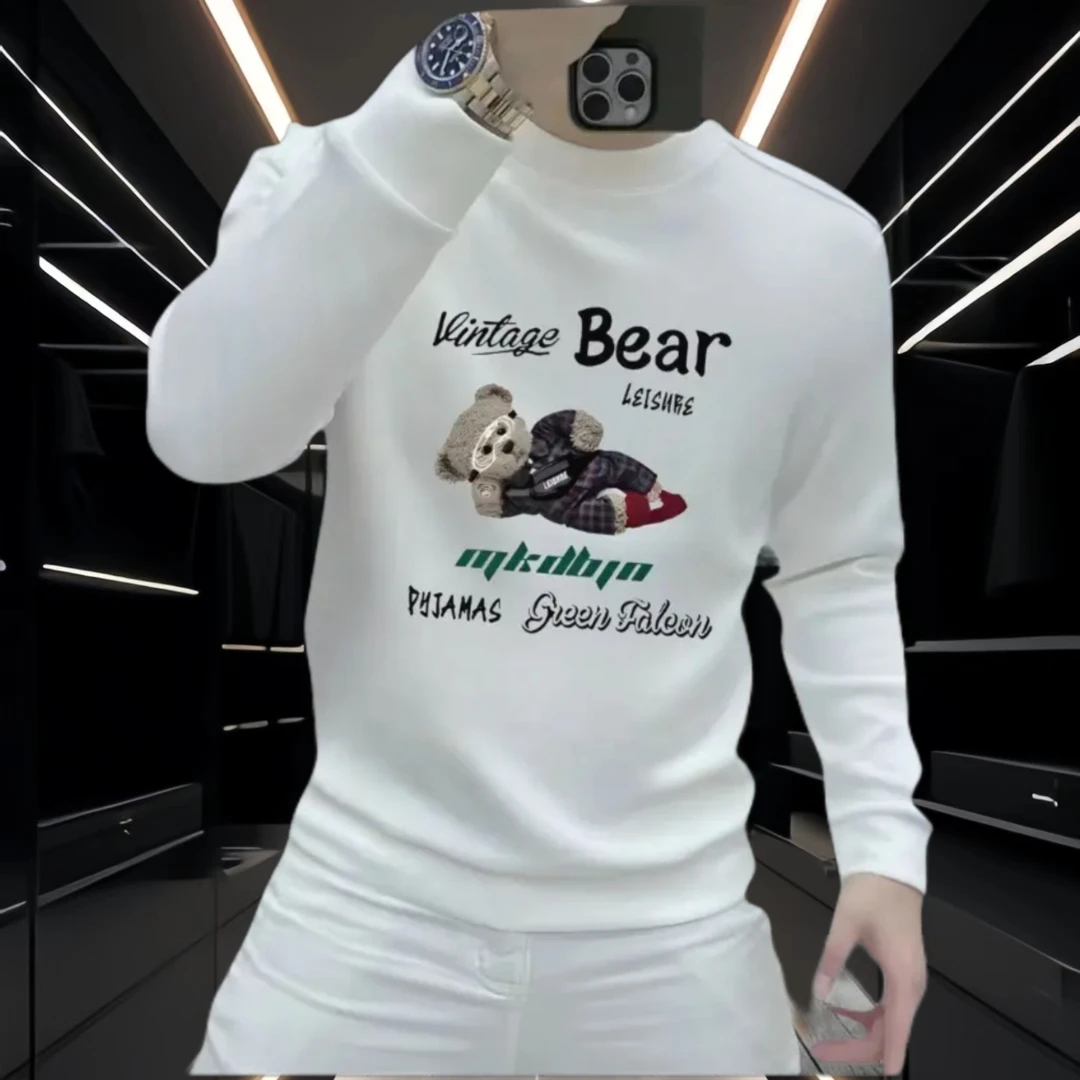 痞帅休闲男士卫衣秋冬新款时尚印花圆领长袖打底衫个性潮流上衣服