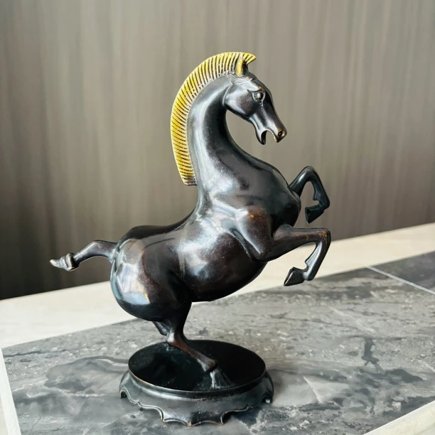 铜器摆件赏件大立鎏金铜马器型收藏臻暄赏品