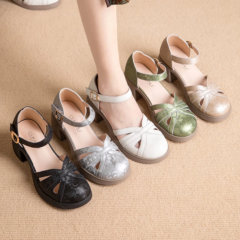 52202夏季新休闲女鞋中老年舒适软底软面耐磨防滑百搭妈妈鞋