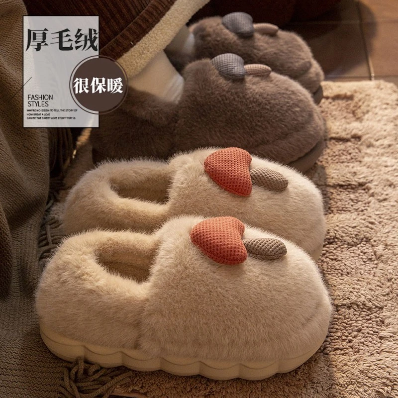 冬季保暖包跟棉拖鞋女士室内居家居厚底防滑毛毛情侣棉鞋男款冬天