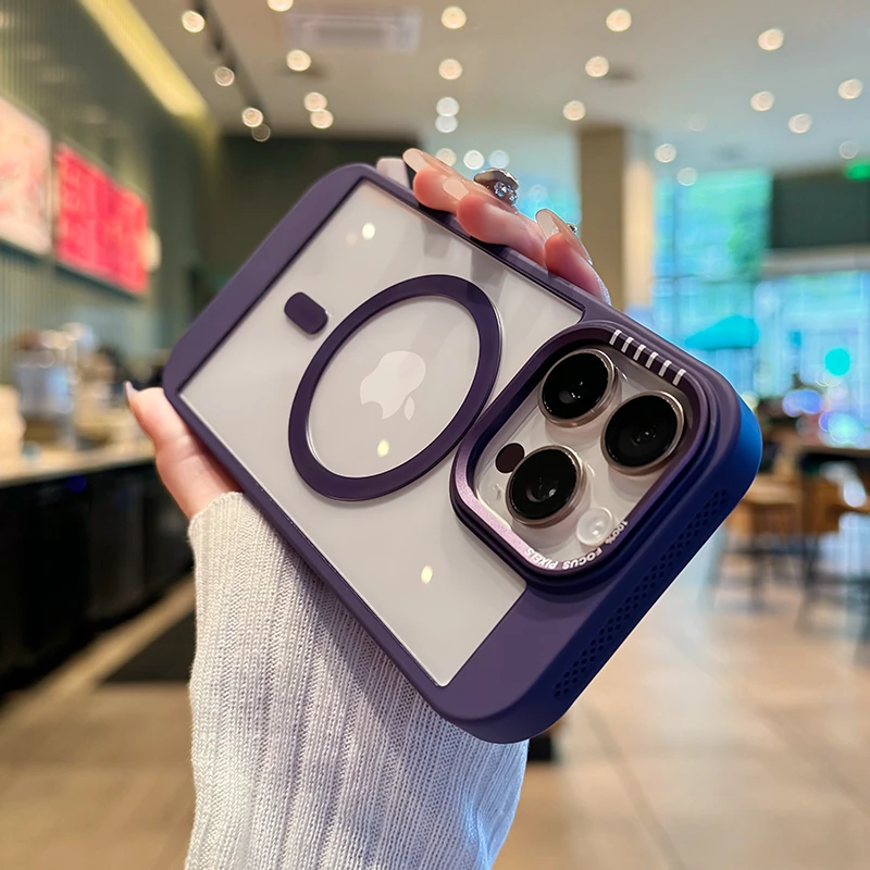 适用于苹果16手机壳iphone15透明薄14高级散热磁吸13爆款全包防摔