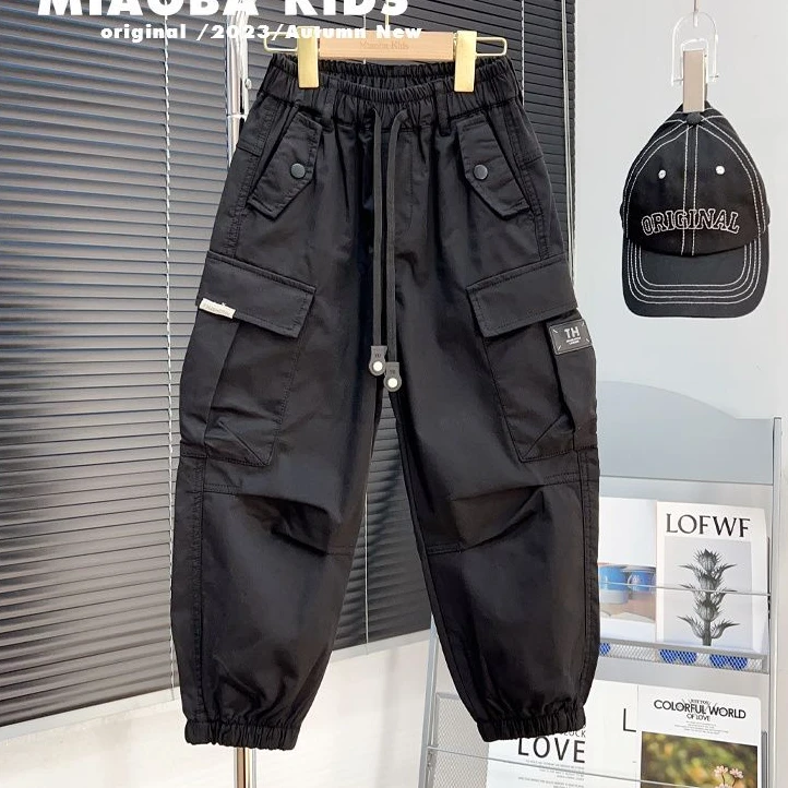 男童裤子春秋季新款中大童帅气工装裤儿童宽松休闲裤洋气长裤潮流