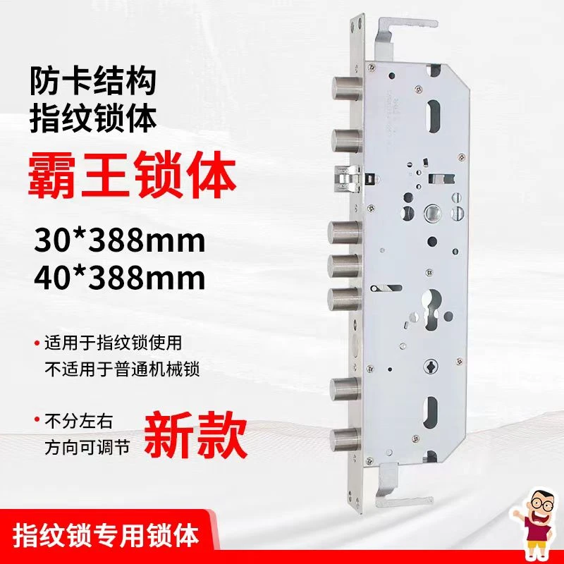 霸王家用智能锁指纹锁体，40*388，适用智能于防盗门拍一发三门锁