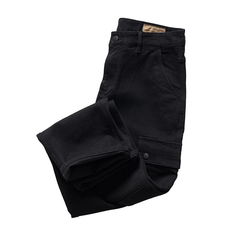 3551 男士工装牛仔裤秋冬新款黑色直筒裤百搭户外宽松休闲裤子
