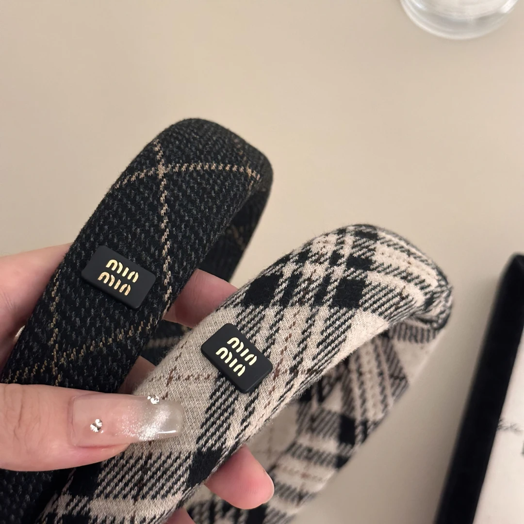 发饰秋冬头饰品经典黑灰格纹发箍复古学院风头箍增高颅顶发卡压发
