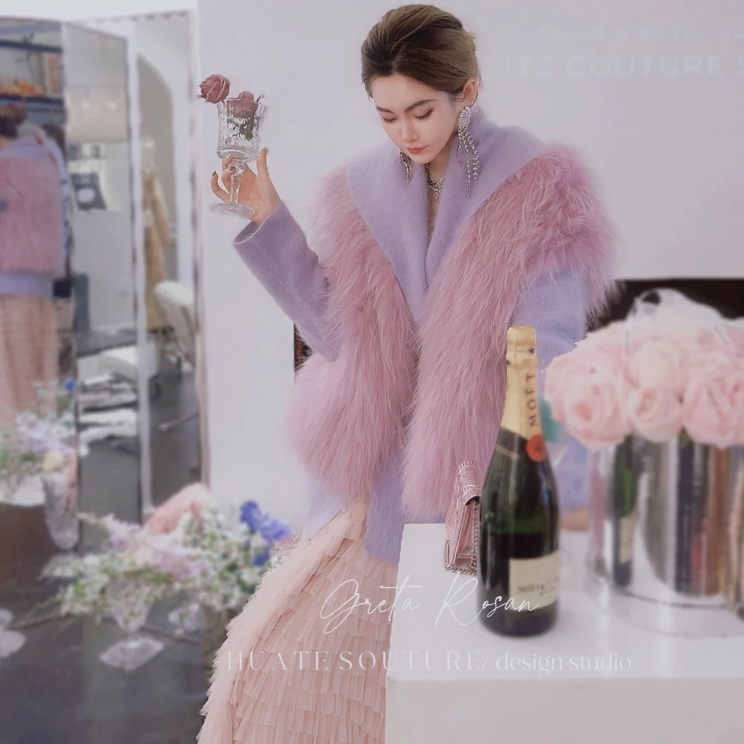 ROSN【仲夏夜之梦】法国进口安哥拉兔绒芬兰SAGA私服气质两件套