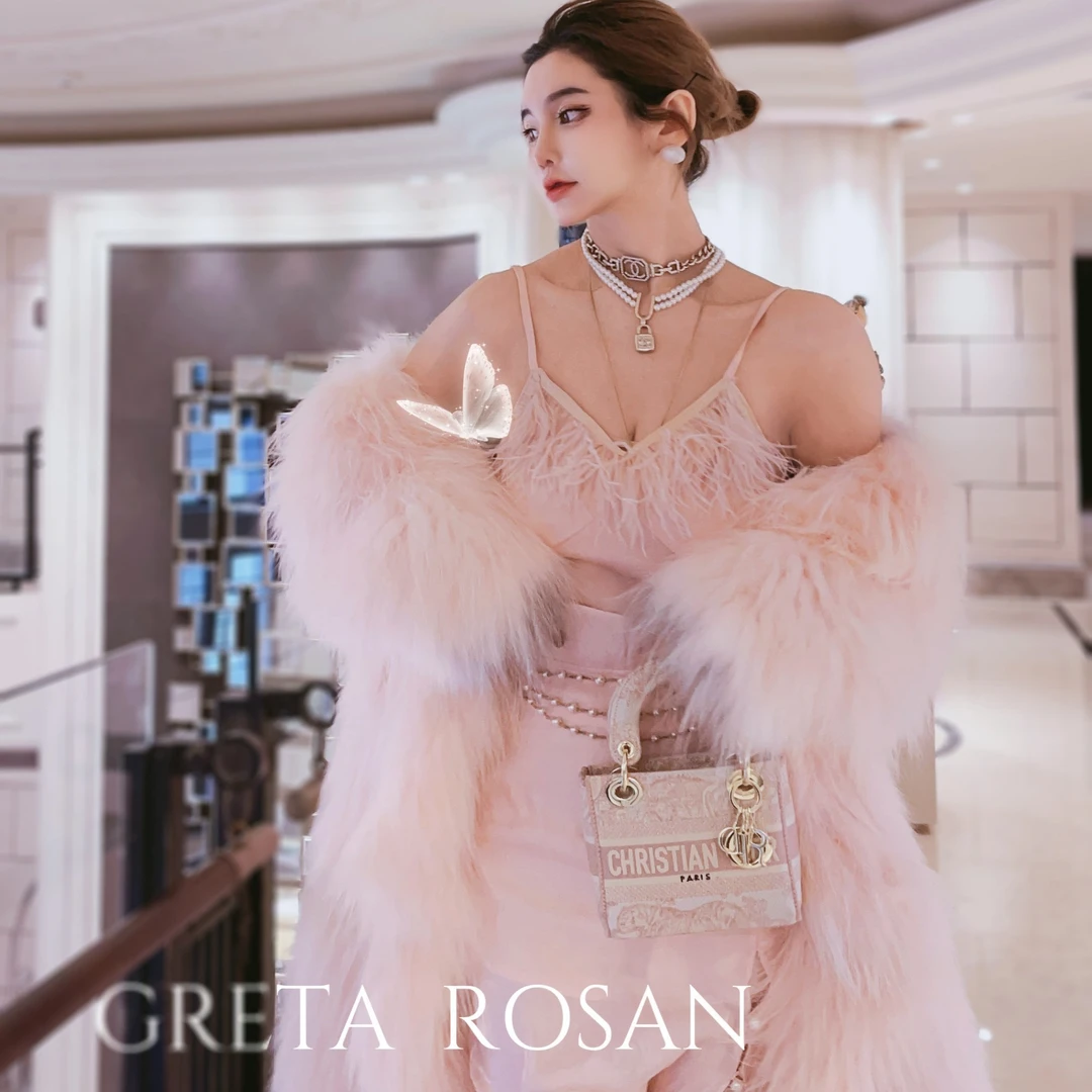 ROSAN【花事了无痕】芬兰SAGA北美冰貉设计师款名媛千金感大衣外套