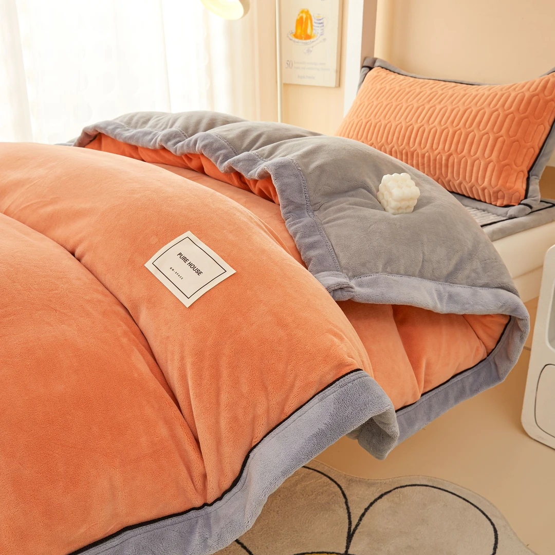 冬季加绒珊瑚绒被套单件加厚保暖冬天法兰牛奶绒被罩单人学生宿舍