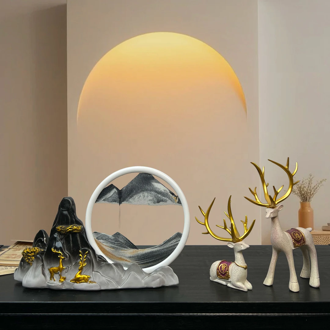 创意靠山流沙画沙漏摆件家居摆件客厅电视柜酒柜装饰品 乔迁礼物