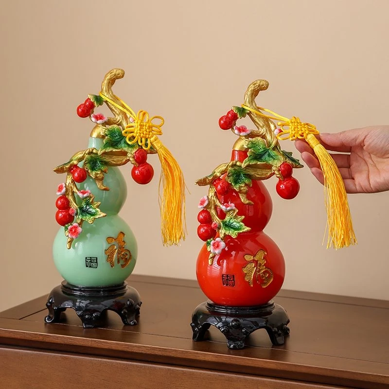 招财纳福葫芦摆件新中式家居客厅电视柜乔迁开业办公桌工艺装饰品