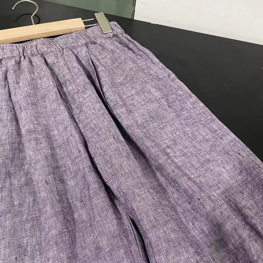 【左耳出品】夏季高货100%汉麻色织直筒裤女显瘦显腿长9911