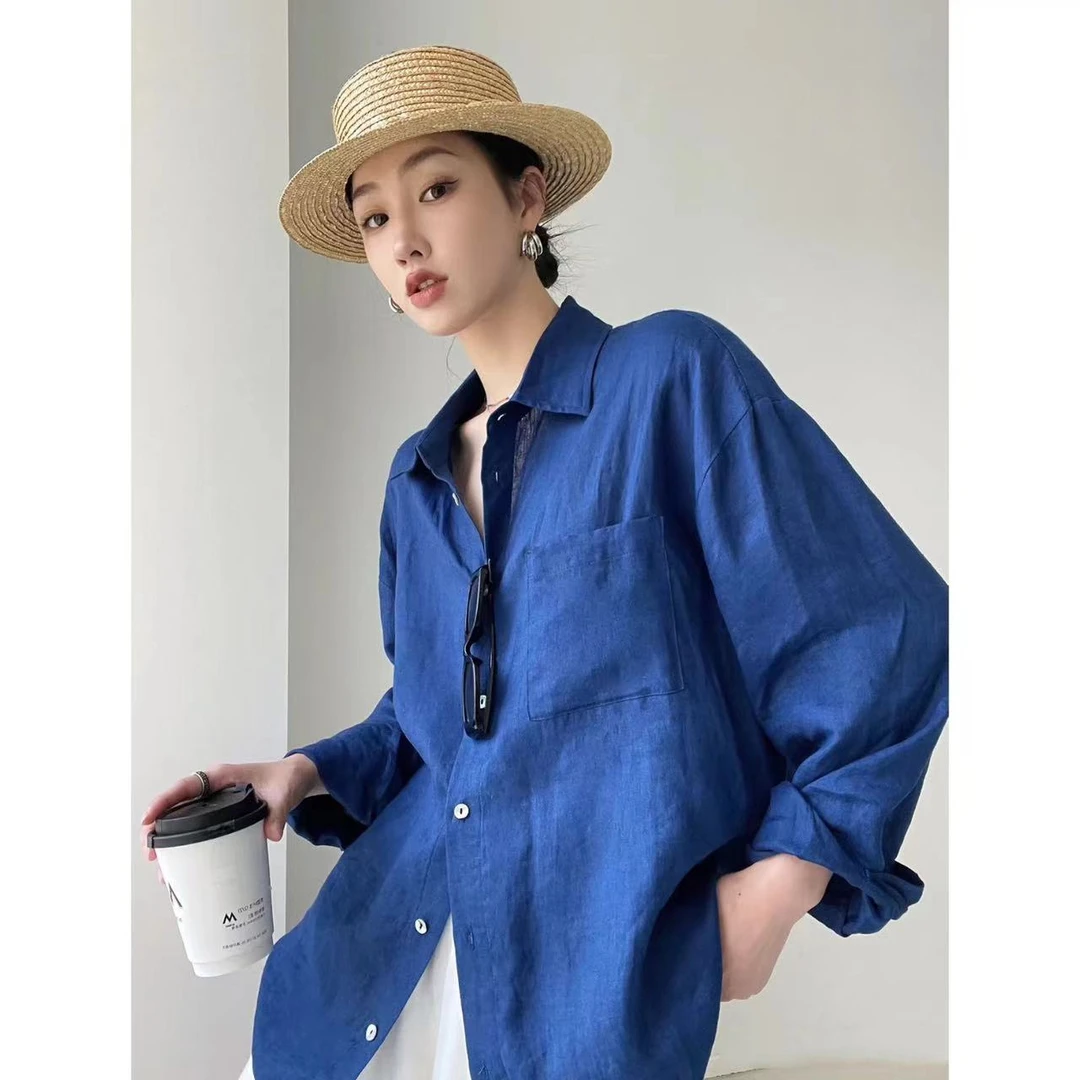 【左耳出品】高端新品100%汉麻长袖男友风衬衫酷飒风