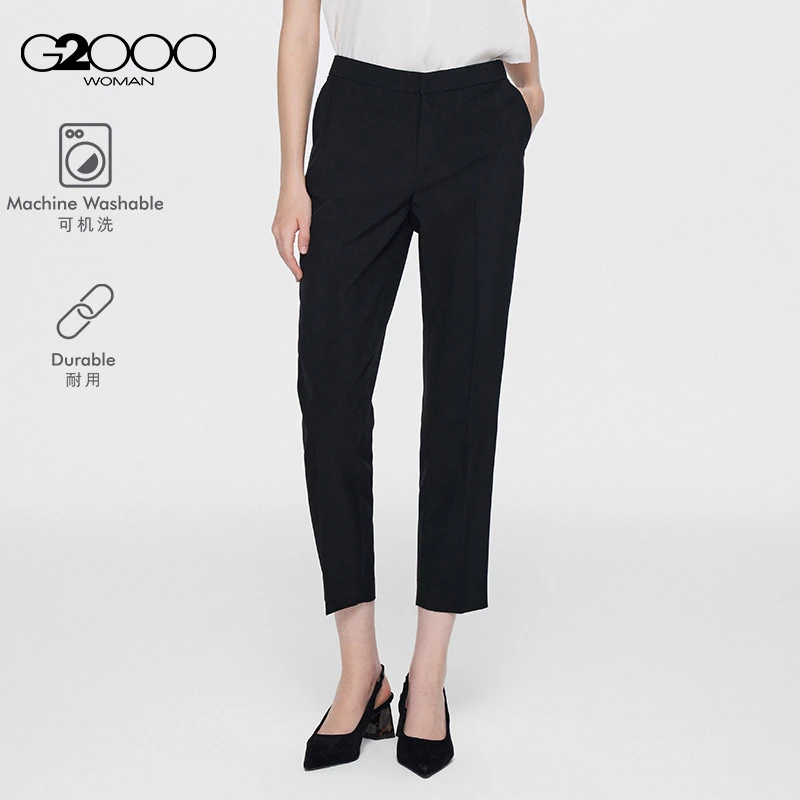 G2000女装可机洗易打理舒适通勤职业百搭暗扣烟管裤正装36251446