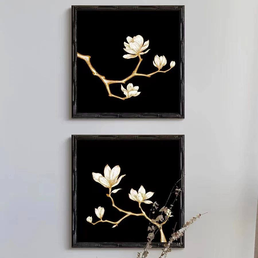 小玉兰质感卧室客厅过道砂岩画挂画轻奢装饰画