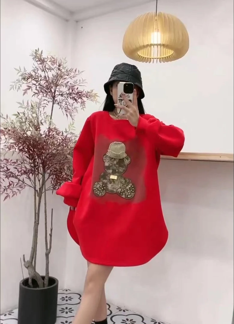 大码孕妇韩版卫衣女宽松套洋气减龄小熊高个子小个子上衣8211