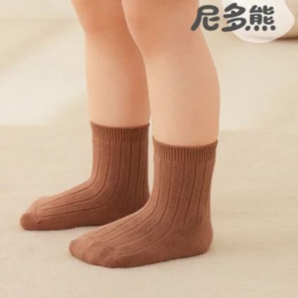 7037尼多熊女宝男宝纯色双针【四季袜子】中筒袜儿童袜春秋冬