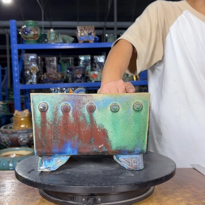 红陶瑕疵价石湾盆