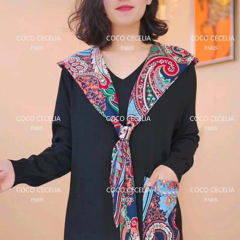 446 448 女装黑色 红色假两件宽松针织衫