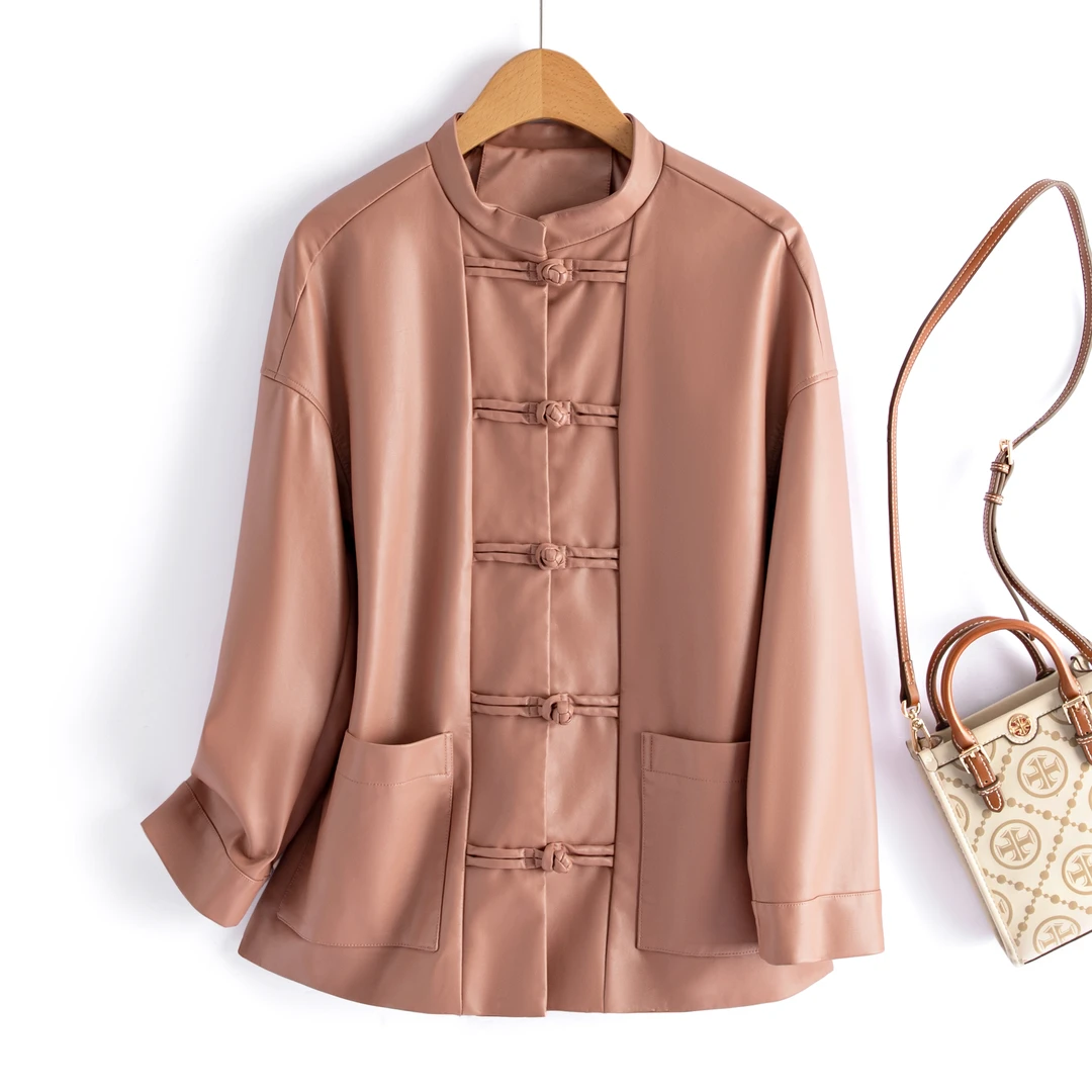 【海宁新中式】24新中式百搭高级款外套皮衣6622