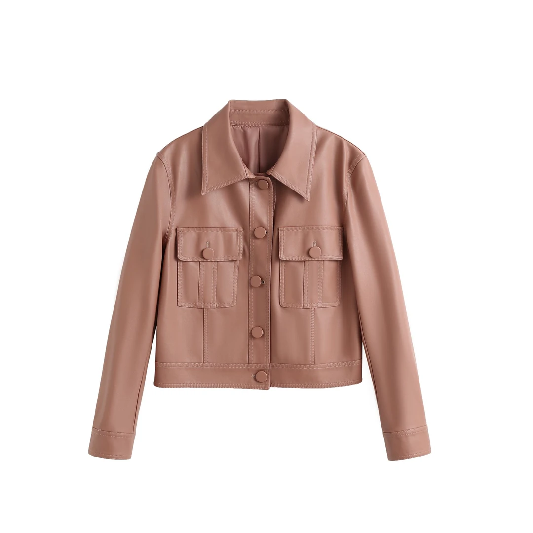 【海宁皮衣】2024年新款衬衫百搭高级款时尚显瘦外套