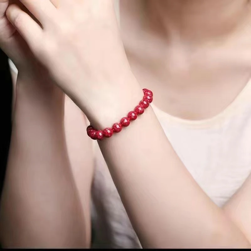 朱砂8mm鸽血红全透光晶体手串
