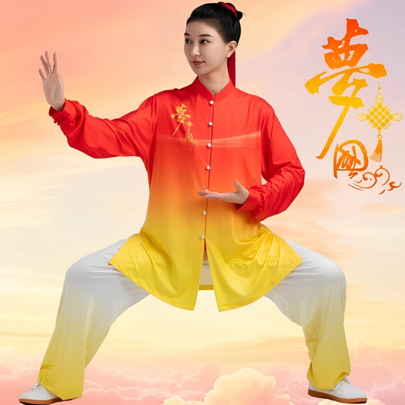 小和山太极服女款春秋季新款比赛表演飘逸中长款太极拳练功服男装